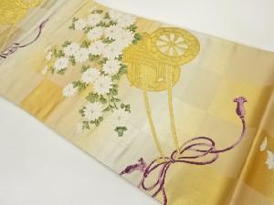 花車に市松模様織出し袋帯